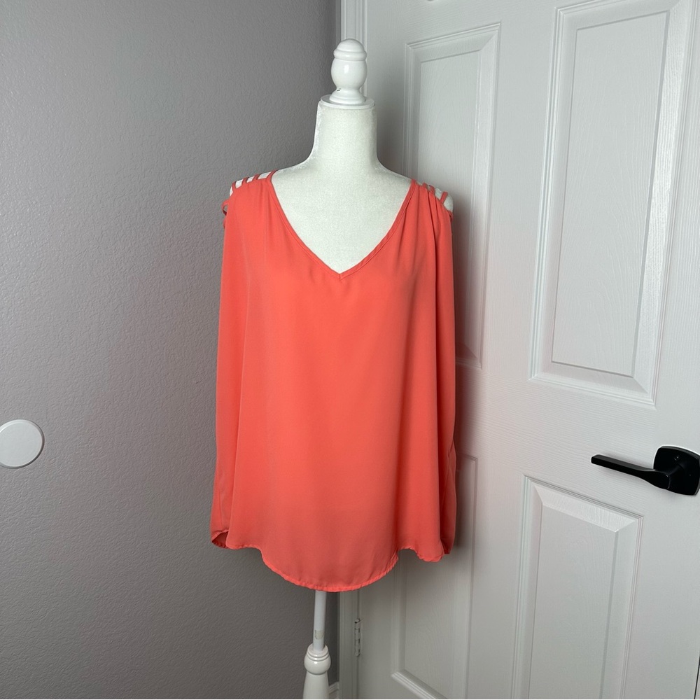 Torrid Ladder Cut Sleeve Georgette Blouse